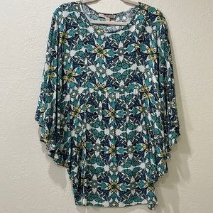 Floral Mini Dress, Green, White and Black